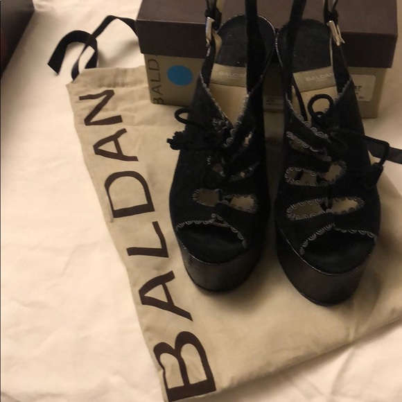 Baldan Italian 5in tie black wedge - Picture 1 of 4